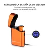 Olight Perun 3 Mini naranja en estuche de carga con pantalla LED digital para controlar el nivel de batería.