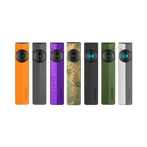 Linterna Olight ArkPro diseño apocalíptico bronce y verde vista frontal con interruptor central para uso EDC diario